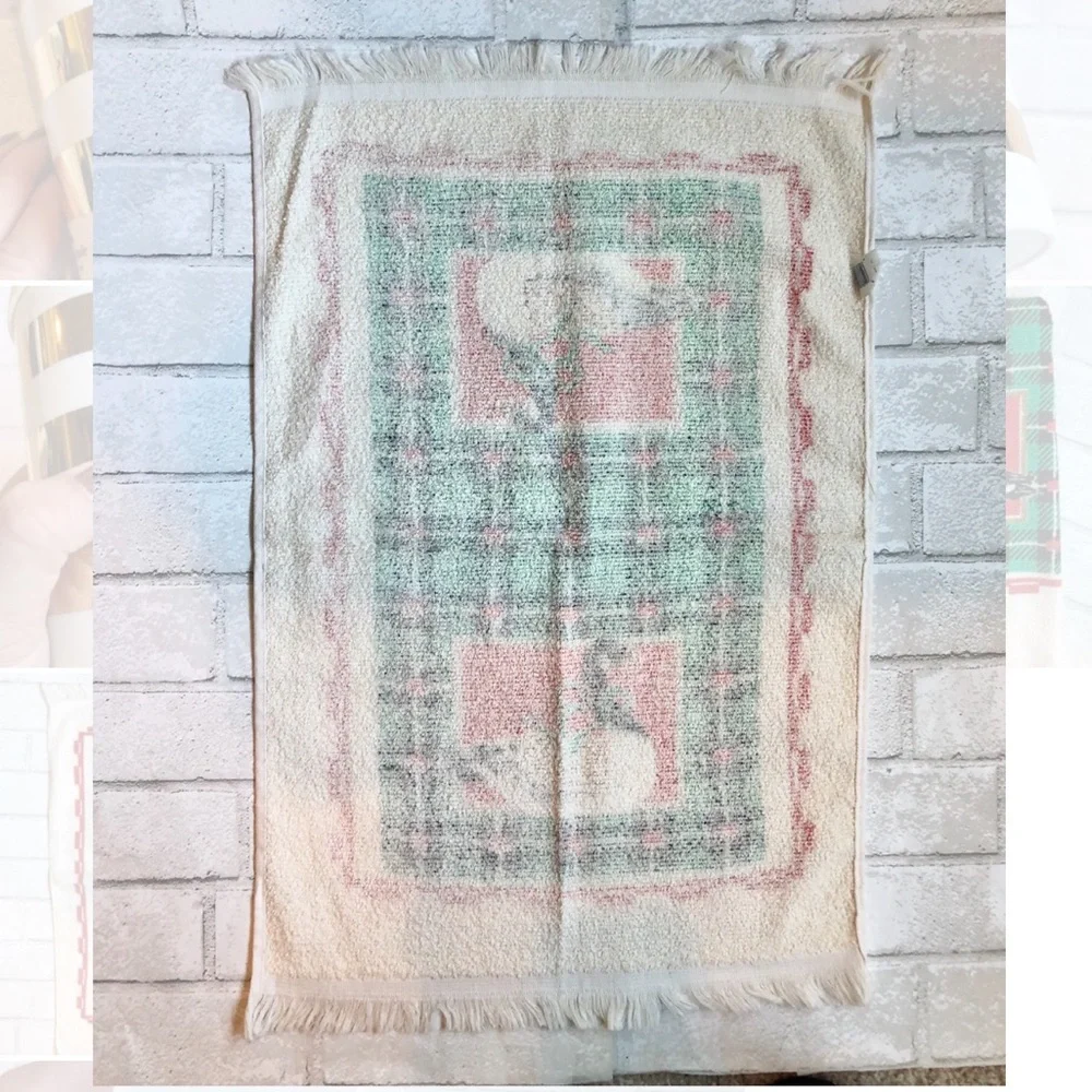 Vintage 80s Christmas Goose Hand Towel - Plaid Cottagecore Holiday Kitchen Decor